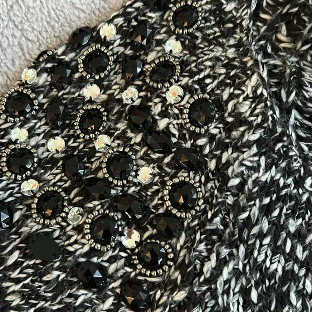 Boston Proper marled knit sweater tunic with rhinestone shoulders - Size L